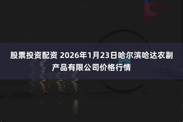 股票投资配资 2026年1月23日哈尔滨哈达农副产品有限公司价格行情
